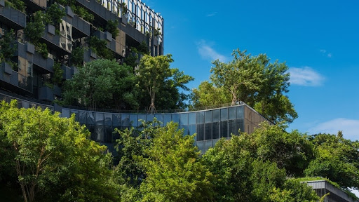 Outside a sustainable office