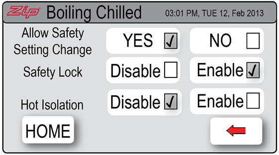instant hot tap safety button