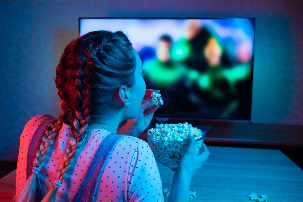 girl in home cinema room