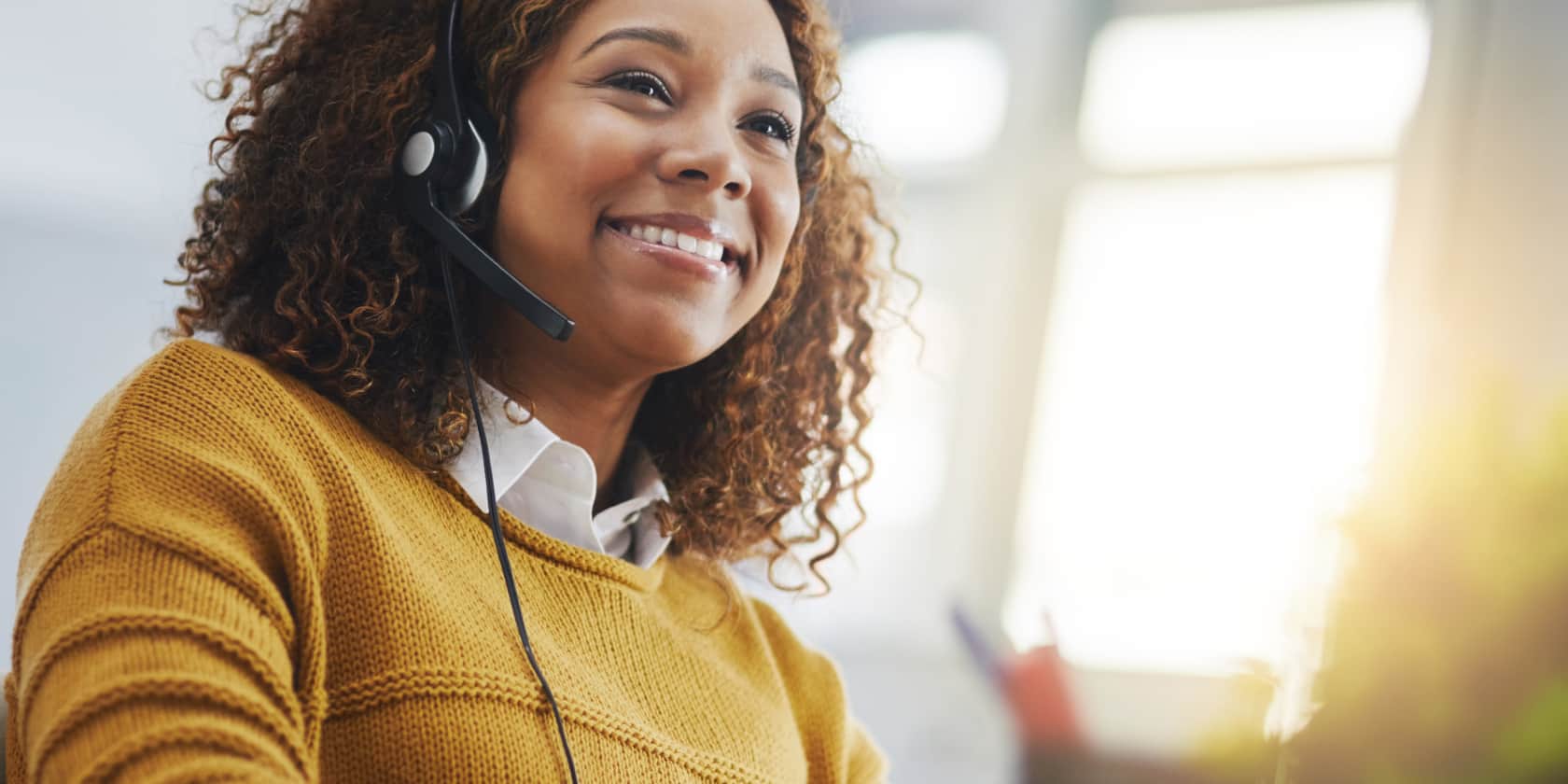 Lady in call centre