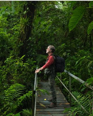 Man hiking in forest